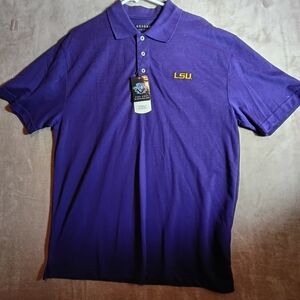 LSU Oxford America Polo Shirt Mens Purple Veri Cool Short Sleeve Size L